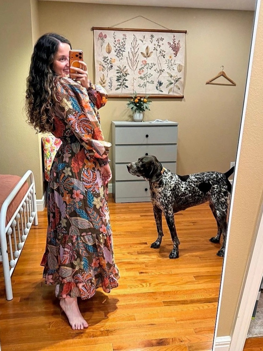 Anthropologie Fate Fall Brown Floral Print Maxi Dress Large - Picture 6 of 12